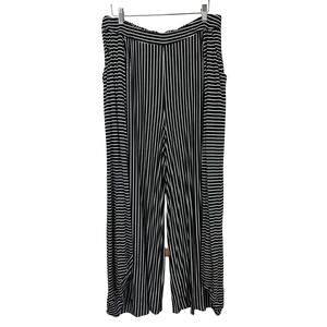 NWT Comfy USA Black White Striped Wide Leg Lounge Pants Size 1X Made in USA